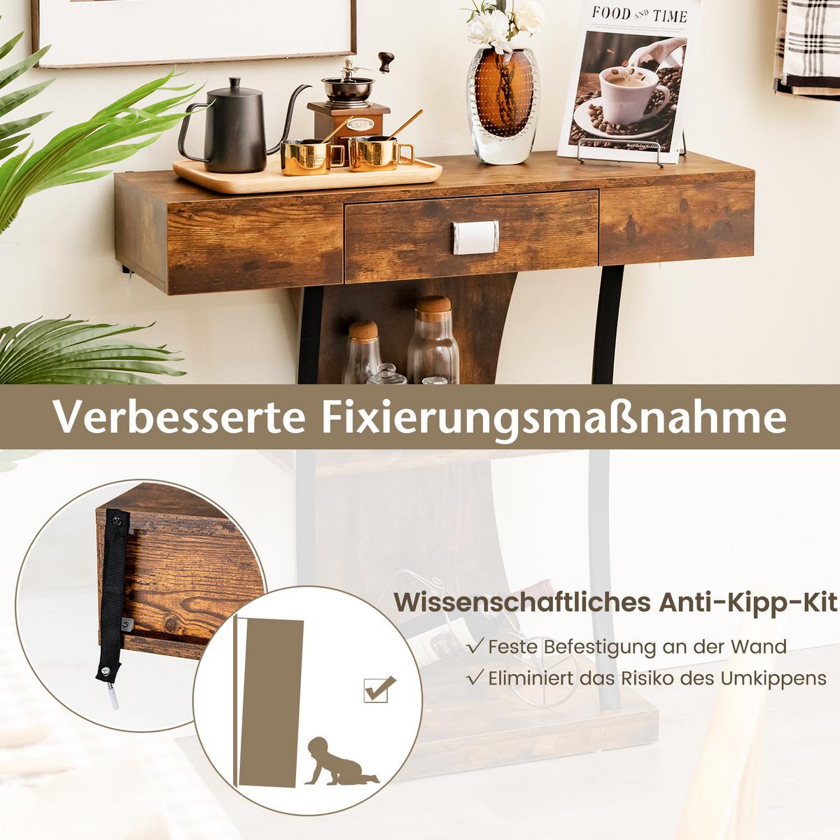KONSOLENTISCH Braun - Braun, Holz (30/91/88cm) - COSTWAY