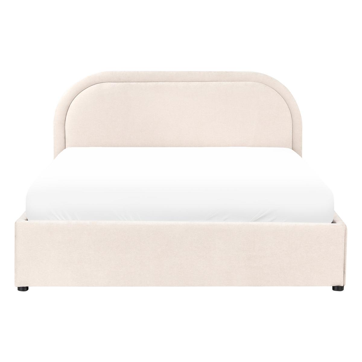 BETT mit Stauraum 140/200 Chenillegewebe Hellbeige Quillien - Beige, Textil (140/200cm) - Beliani