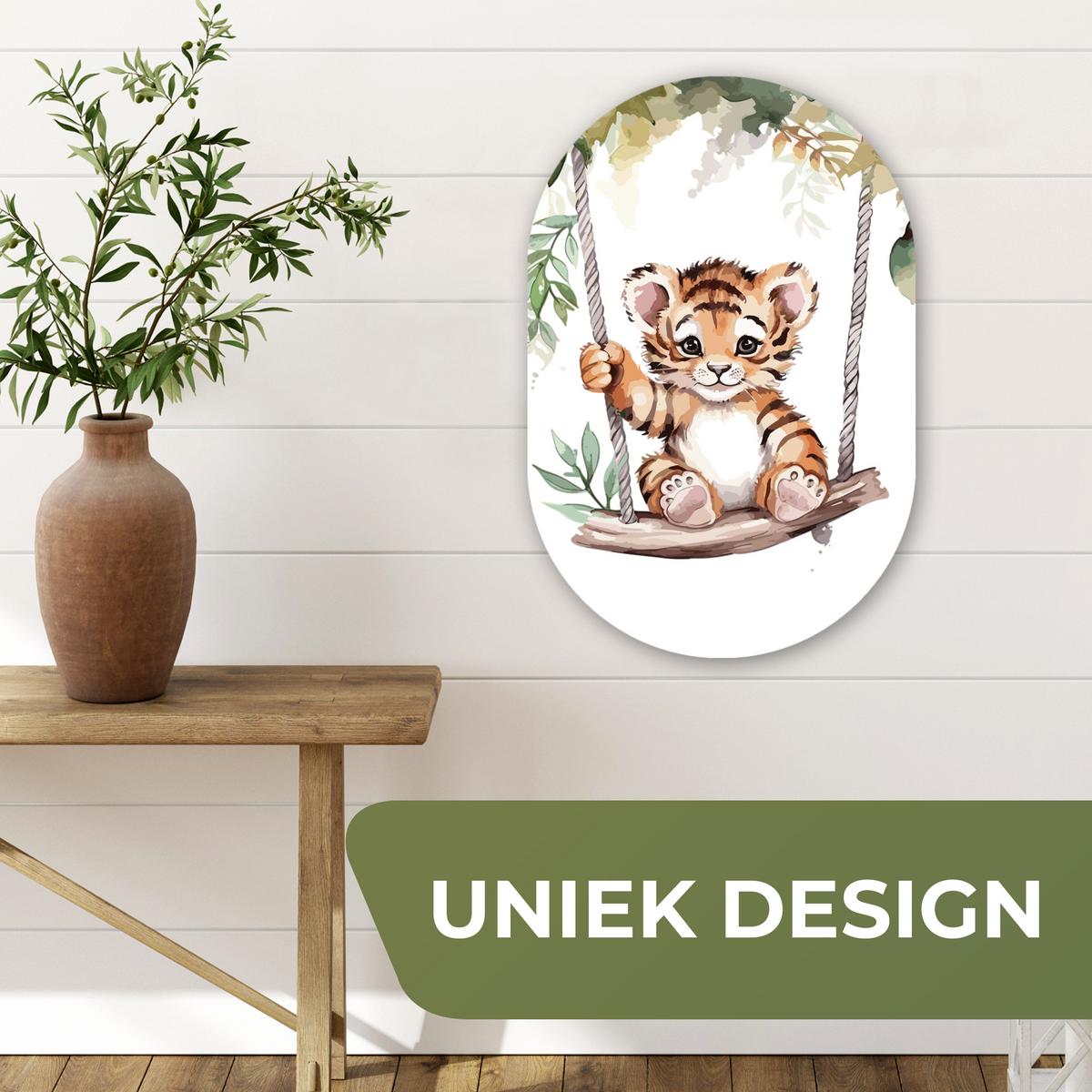 WANDBILD Tiger - Tier - Kinder - Dschungel Deko Wohnzimmer 40x60 cm - Dunkelorange, Kunststoff (40/60cm) - MuchoWow