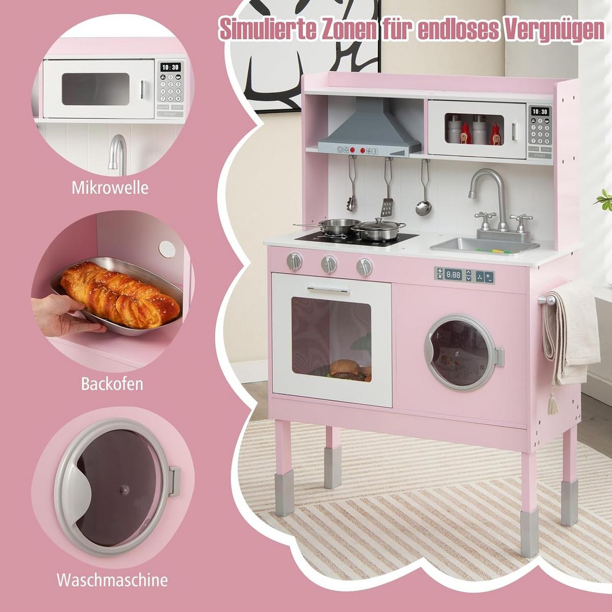 KINDERKÜCHE Pink - Pink, Kunststoff (71/101/29cm) - COSTWAY