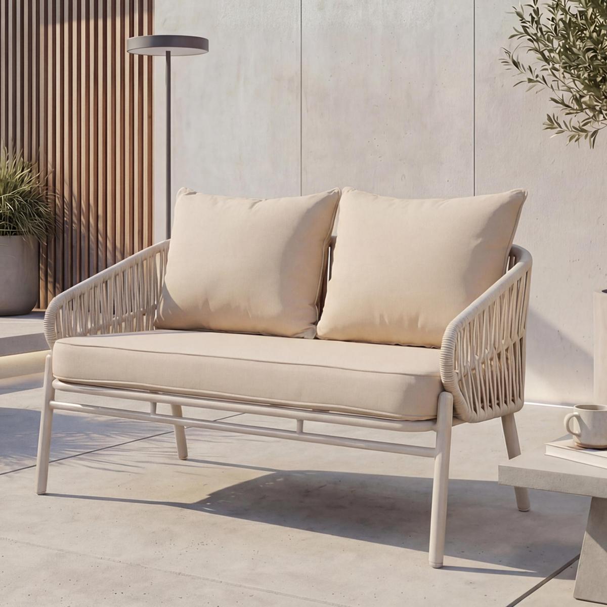 GARTENBANK Cremeweiß - Weiß, Metall (116/83/65cm) - MCW