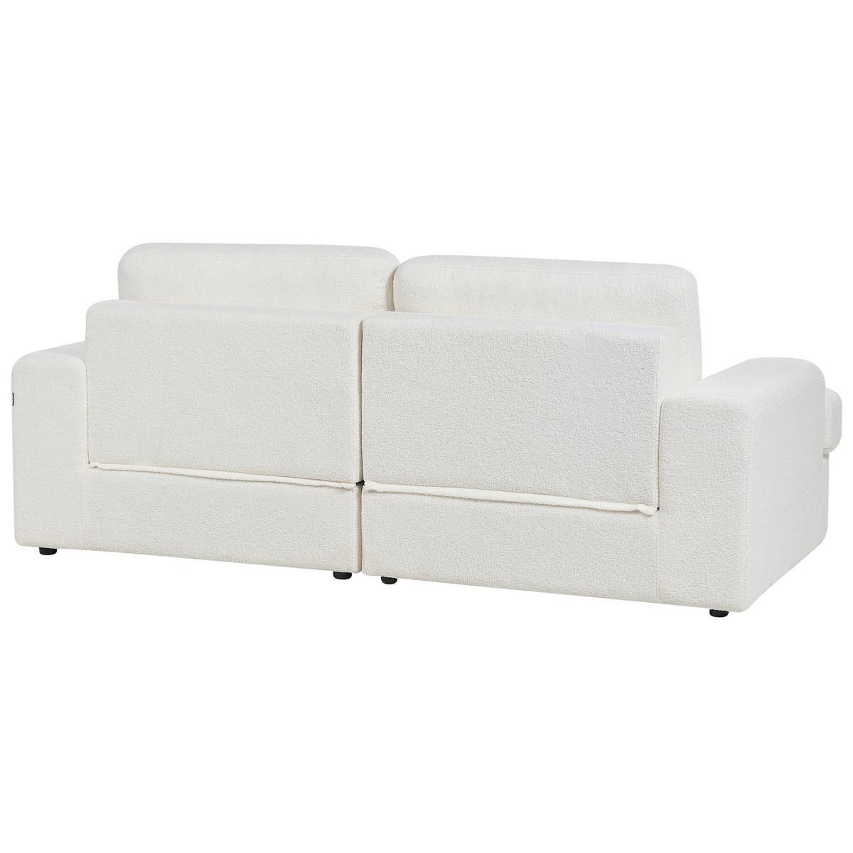 3-SITZER-SOFA Bouclé cremeweiß Alla - Weiß, Textil (208/86/112cm) - Beliani