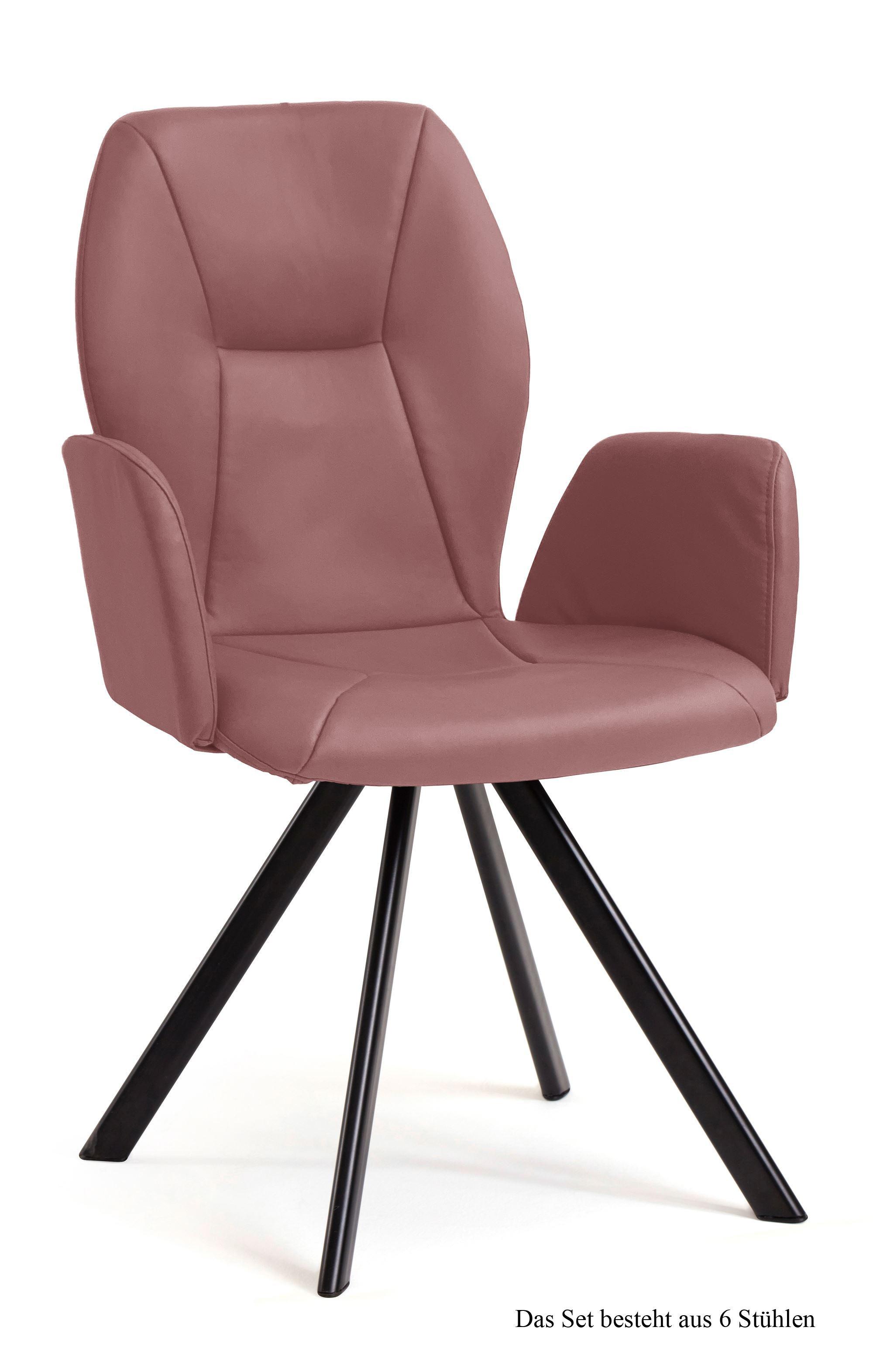 ARMLEHNSTUHL drehbar (6er-Set) Diane 58x92x60 Schwarz/Rosewood - Dunkelrosa/Schwarz, Kunststoff (60/92/58cm) - 58aufmkessel