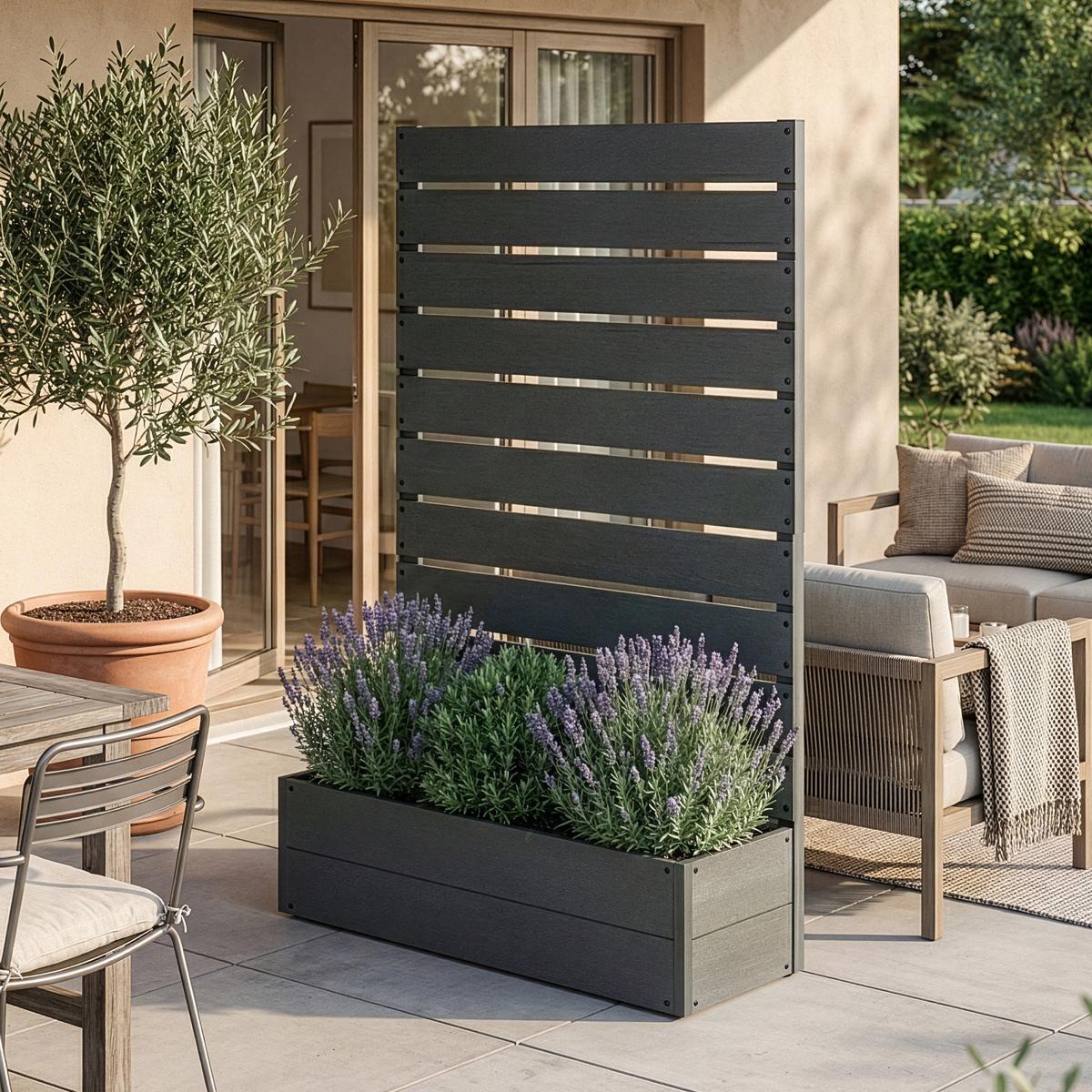 BLUMENKASTEN Heerde - Grau, Kunststoff (90/150/38cm) - [en.casa]