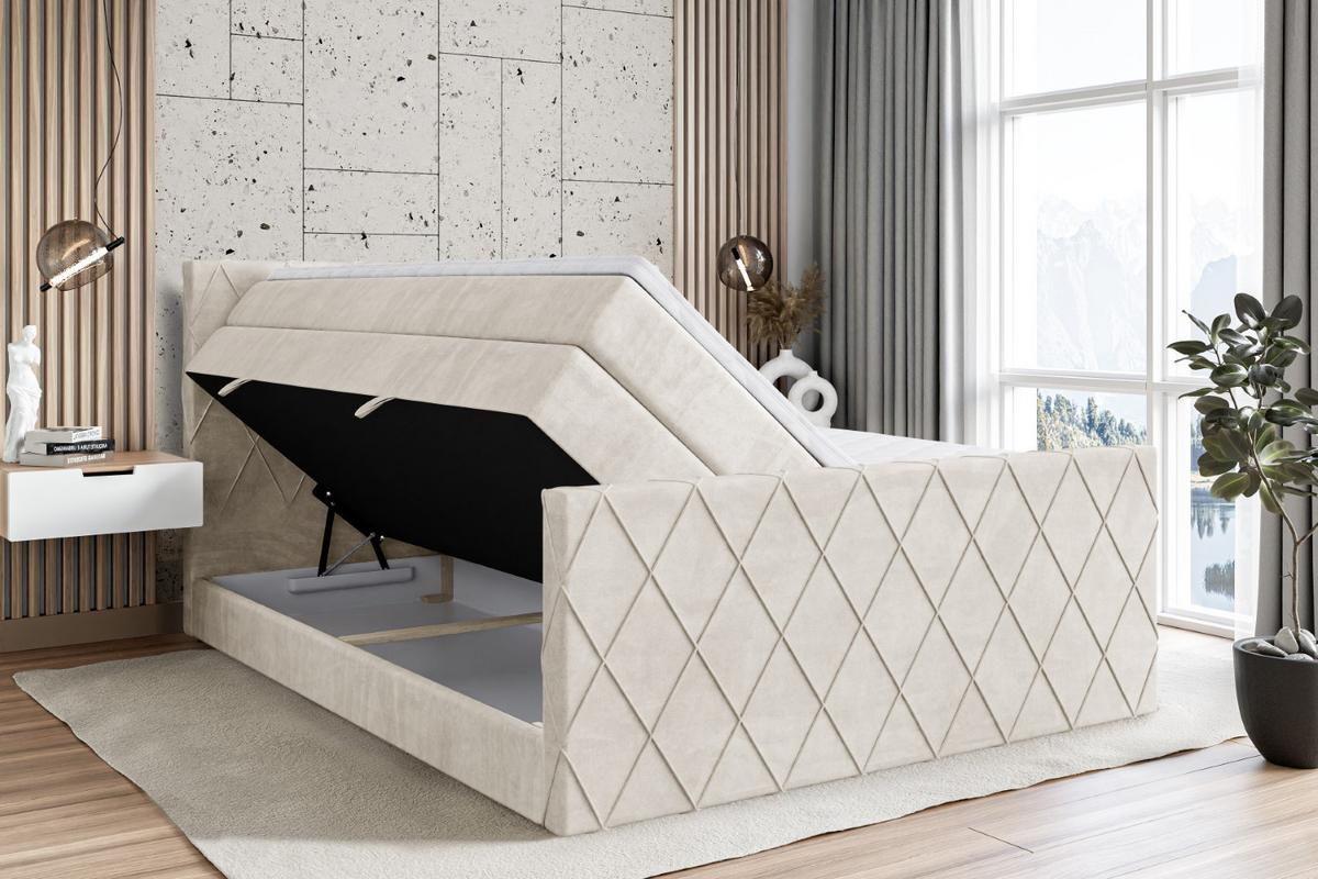 BOXSPRINGBETT LEPARO-Z KING - 160 x 200 - H3/H4 - Ecru - Ecru, Holzwerkstoff (160/200cm) - ALTDECOR