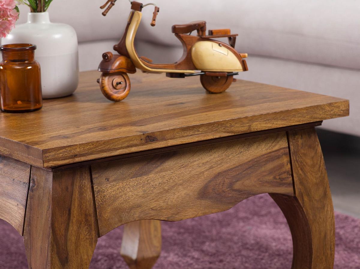 COUCHTISCH Sheesham Holz 60x60 cm, Landhausstil, handgefertigt, Opium-Form - Braun, Holz (60/60/40cm) - KADIMA DESIGN