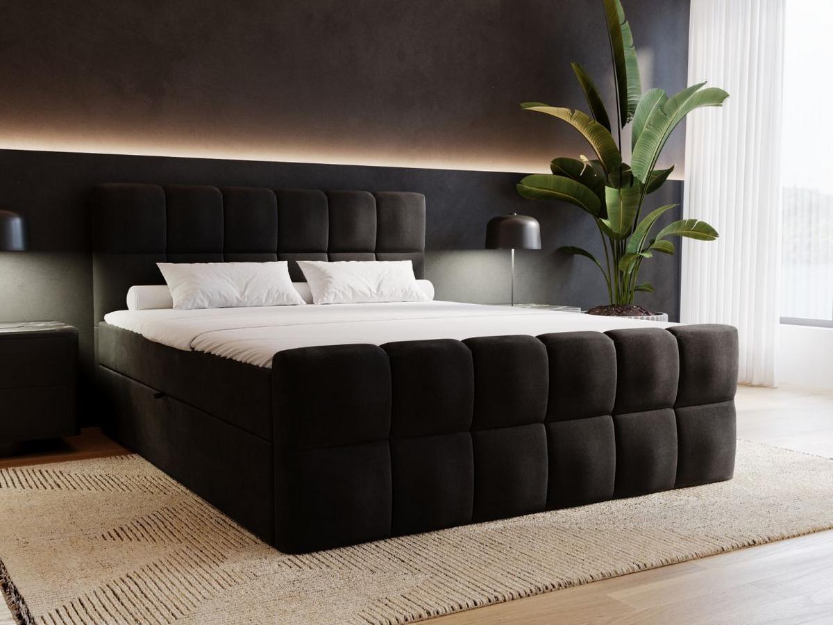 BOXBETT Alicante 180x200 Schwarz - Schwarz, Holz/Textil (180/200cm) - Graingold