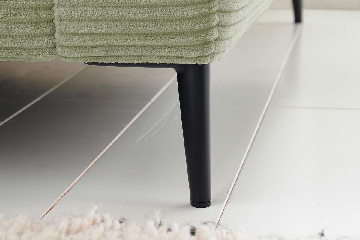 ECKSOFA CARA Grün Cord - Schwarz/Olivgrün, Textil/Metall (272/190cm) - KAWOLA