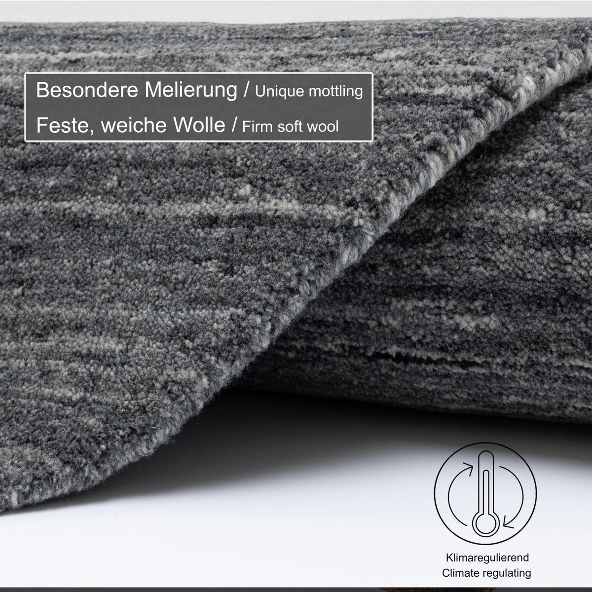 HANDWEBTEPPICH Pure 150x150 cm - Anthrazit, Textil (150/150cm) - THEKO