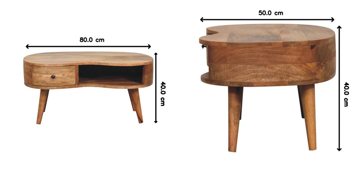 COUCHTISCH 1 Schublade, 1 offenes Fach, Nordische Beine, Beige - Messingfarben/Braun, Holz/Metall (50/80/40cm) - Artisan Furniture