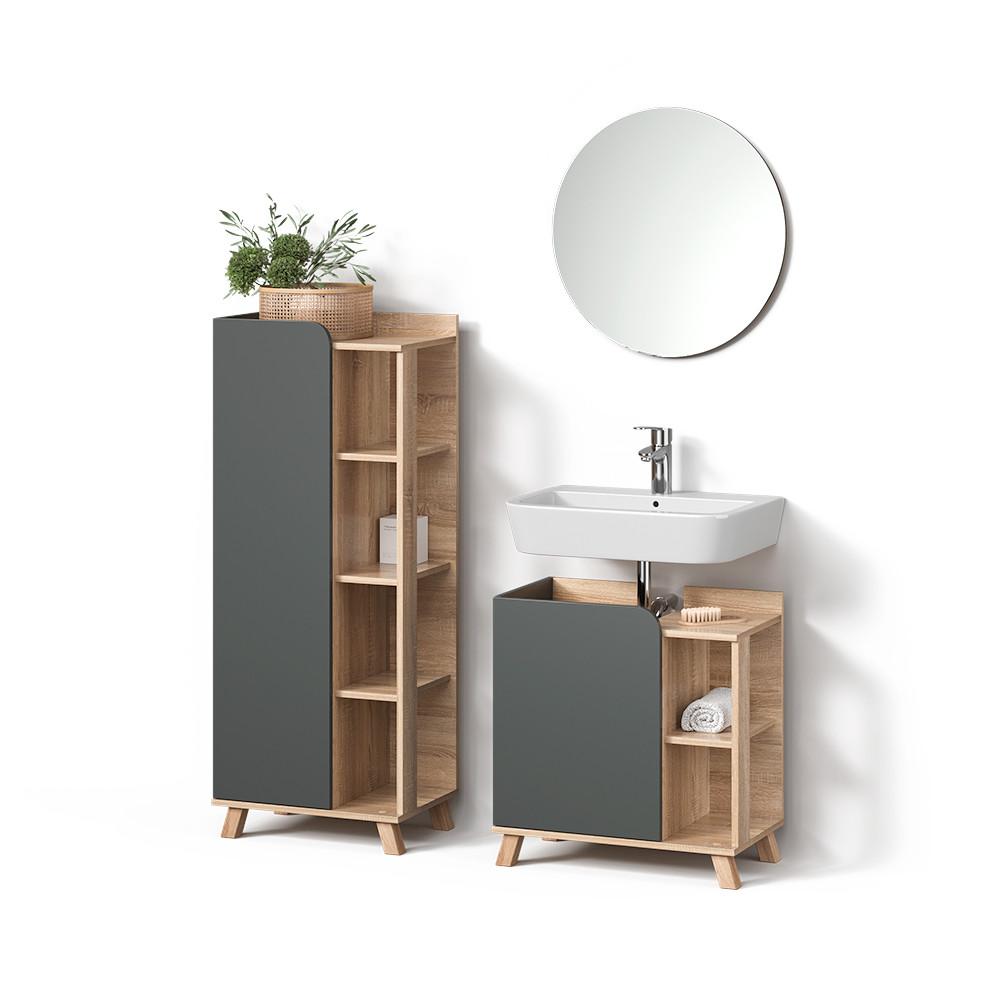 BADMÖBEL-SET Marano Anthrazit 3 Teile - Anthrazit, Holzwerkstoff (35/65/60cm) - Livinity®