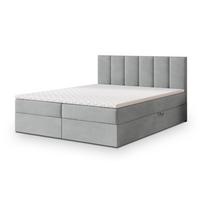 BOXBETT MERIL 160x200 cm mit Matratze und Topper - Hellgrau - Hellgrau, Holz (160/200cm) - MASSENO
