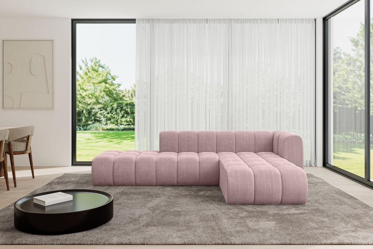 ECKSOFA modulares Sofa Zuvon-L1 - 296x177x70 cm Rosa - Rosa, Holzwerkstoff/Textil (296/177cm) - ALTDECOR