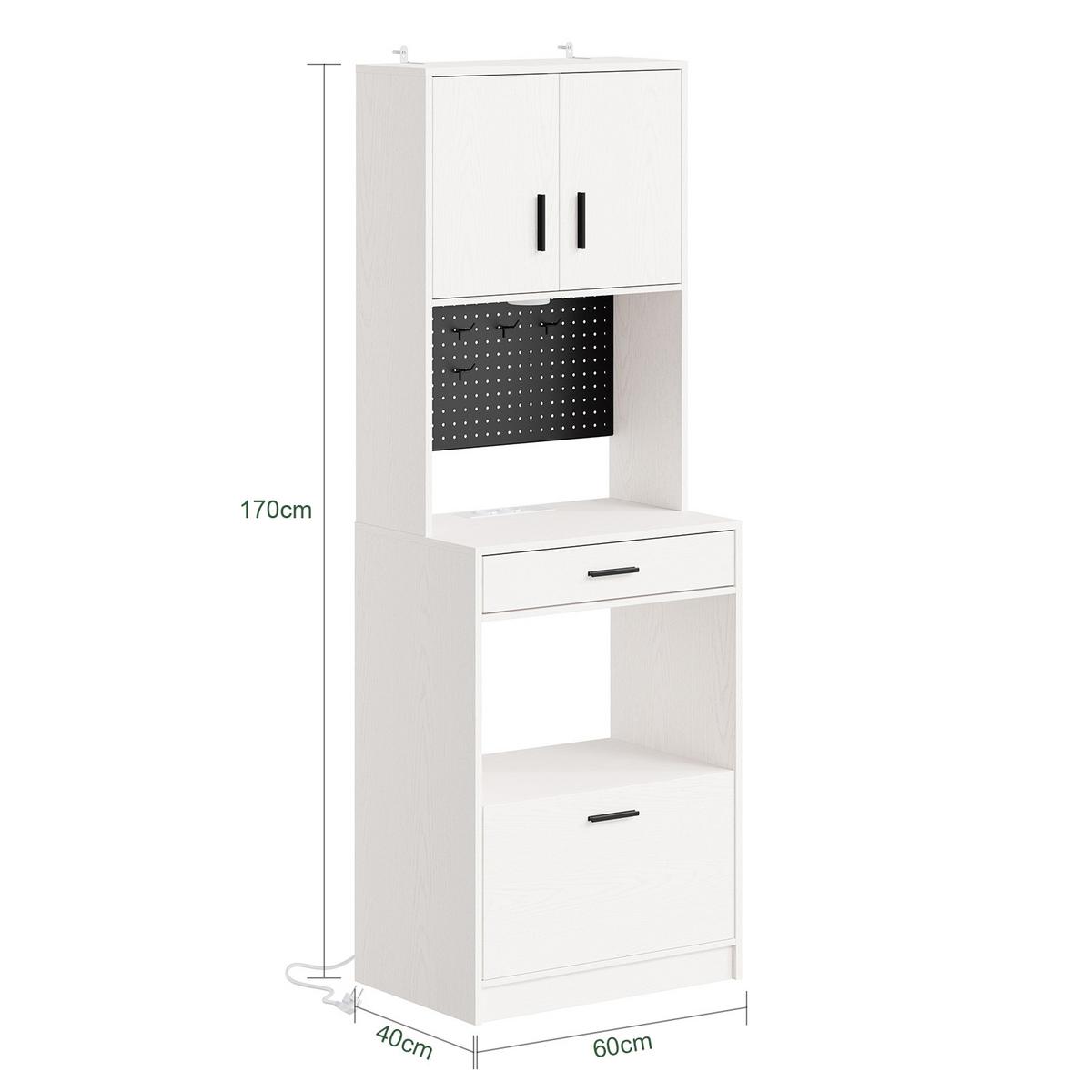 KÜCHENSCHRANK mit Gerätefach und Lochwand FSB98-E-WG - Ahornfarben/Schwarz, Holzwerkstoff/Fell (60/170/40cm) - SoBuy