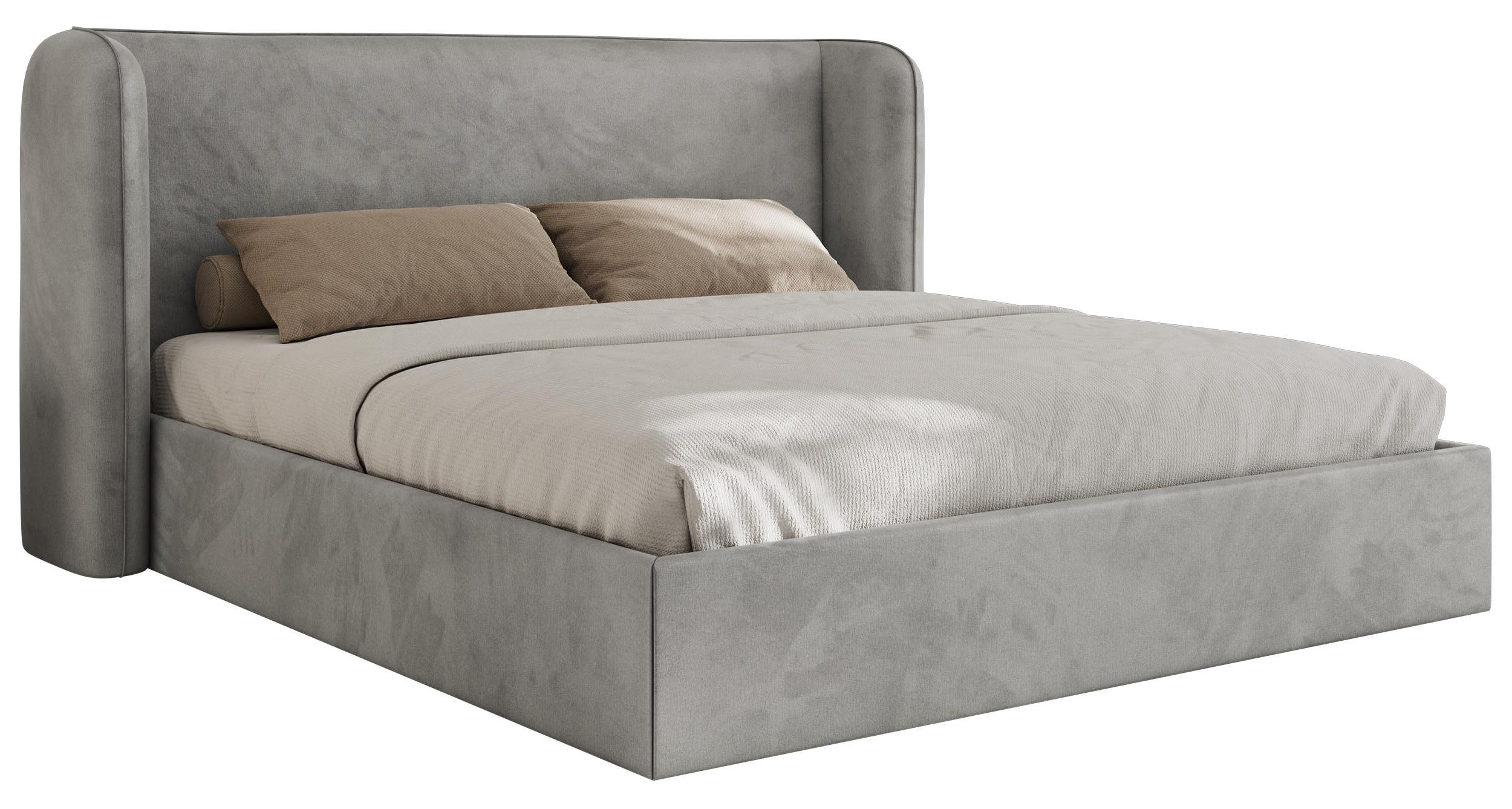 POLSTERBETT EMORA CLASSIC 140/200 - Hellgrau Velvet - Schaum-Matratze - Hellgrau, Textil (140/200cm) - MKS