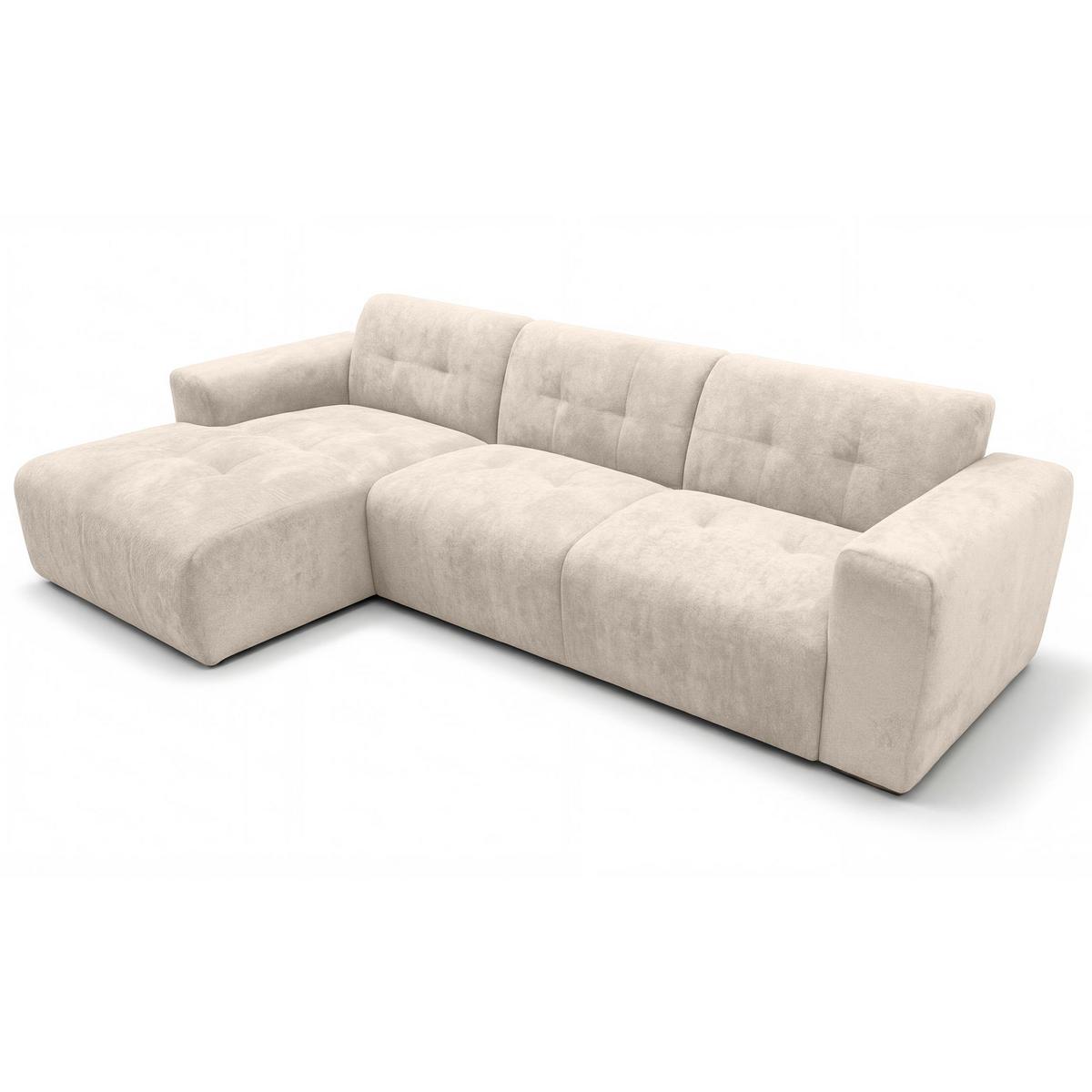 ECKSOFA L Form Corlu Creme 310/165/78 cm – stilvolle kleine Eckcouch Links - Creme/Schwarz, Kunststoff/Textil (310/165cm) - AX Living