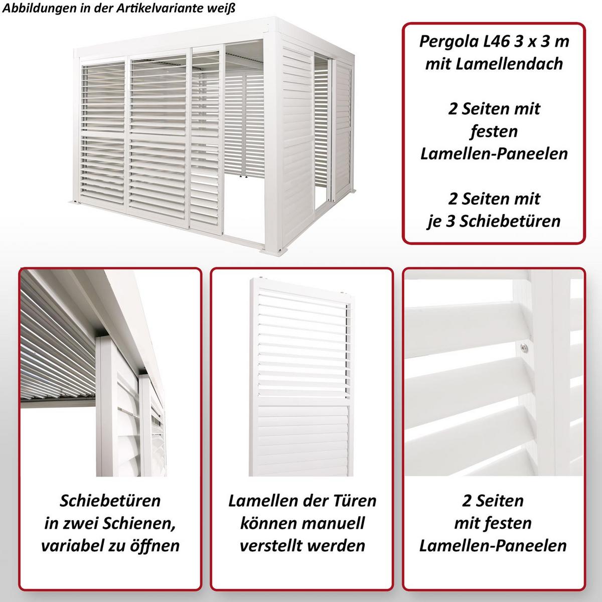 PERGOLA MIT SCHIEBETÜR Anthrazit - Anthrazit, Metall (300/220/300cm) - MCW