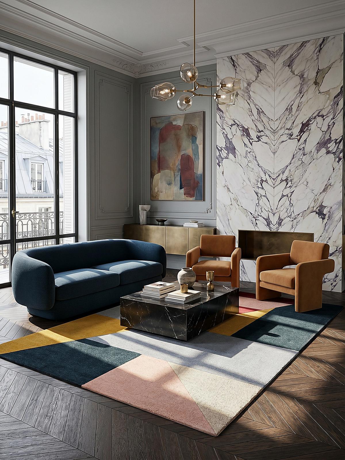 WOLLTEPPICH DEBEN, geometrisch, Kontrast-Bunt, 120 x 170 cm - Multicolor, Textil (120/170cm) - KADIMA DESIGN