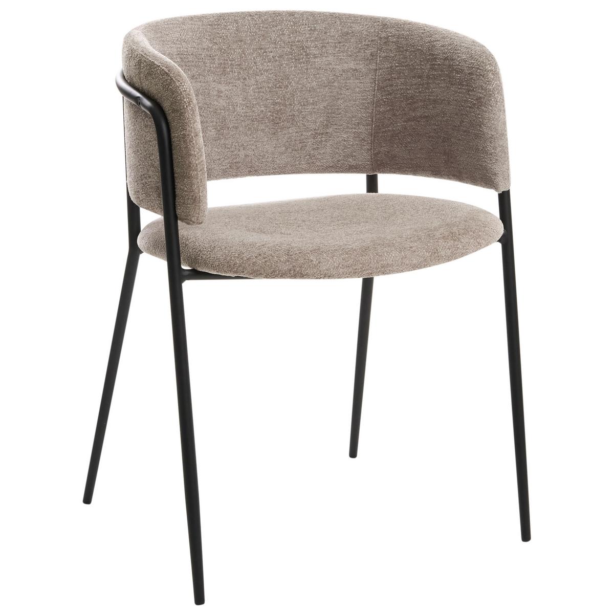 ESSZIMMERSTUHL 2er Set Chenillegewebe Taupe Springer - Taupe, Textil (53/75/51cm) - Beliani