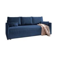 BETTSOFA MESTOR Blau Kordstoff mit Schlaffunktion - Blau, Textil (206/83/87cm) - MASSENO