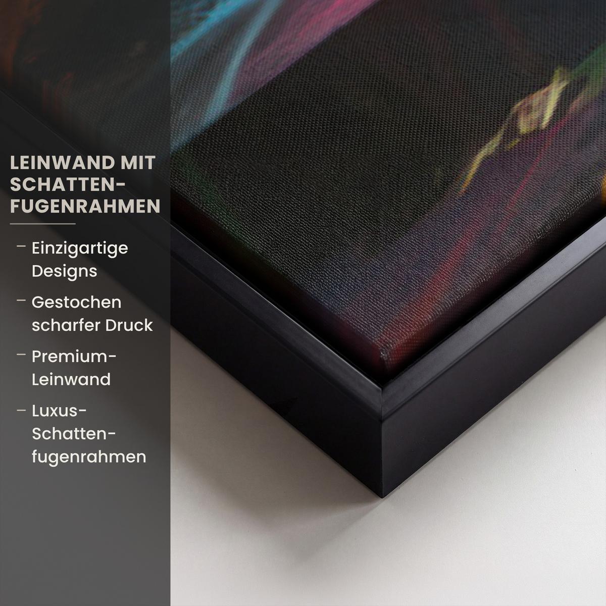LEINWAND Bilder mit Rahmen - Treppe - Graffiti - Farben - Kunst - 140x90 - Multicolor, Textil (140/90cm) - MuchoWow