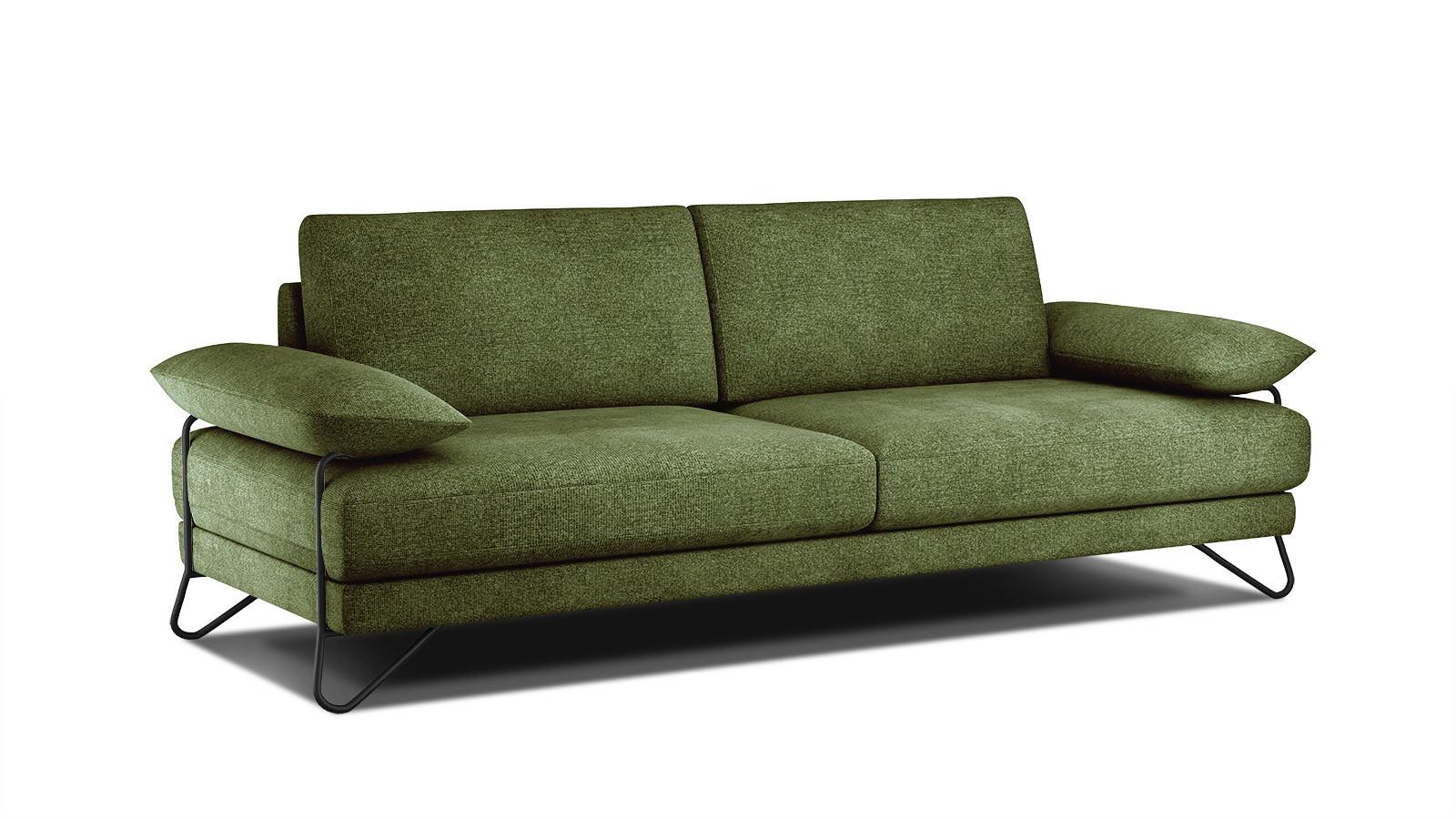 SOFA LORI 3-Sitzer, olivgrün - Schwarz/Olivgrün, Holzwerkstoff/Textil (245/87/96cm) - Wozimo