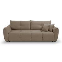 BETTSOFA MODA Beige Chenille-Stoff mit Schlaffunktion - Beige, Holz (245/86/110cm) - MASSENO