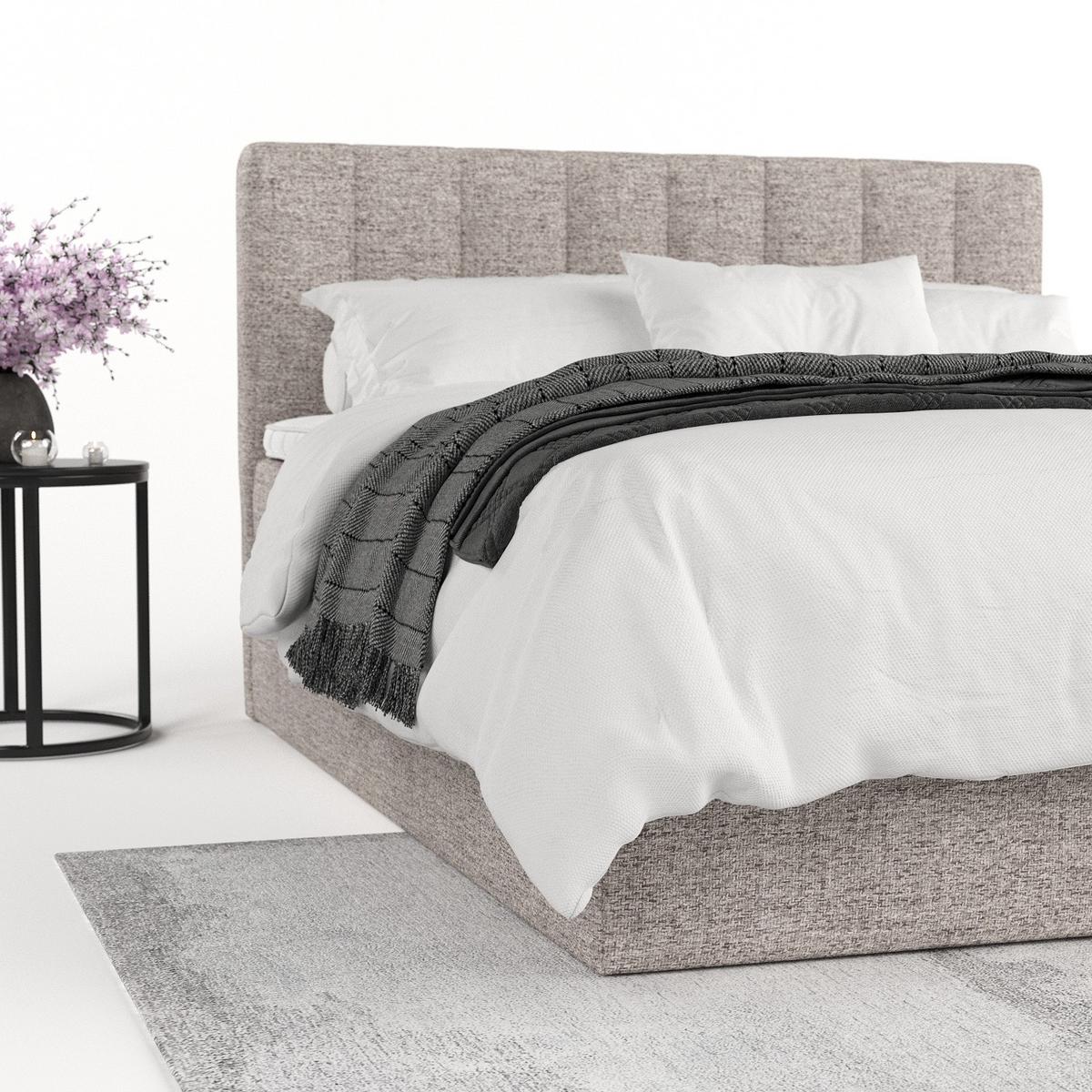 BOXBETT Lusso 180/200 cm Beige im Neve Stoff - Beige/Schwarz, Holz/Holzwerkstoff (180/200cm) - AltaBeds