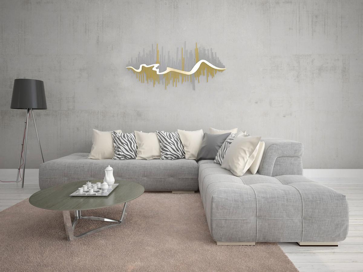 WANDDEKO Gold 107/53 cm - Silberfarben/Goldfarben, Metall (4.9/53/5cm) - KUNSTLOFT