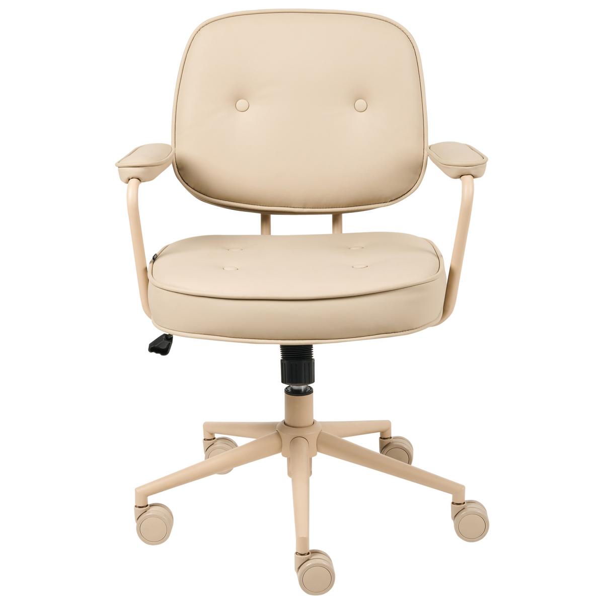 SCHREIBTISCHSTUHL Hellbeige Kunstleder Paramus - Beige, Kunststoff (60/81/65cm) - Beliani
