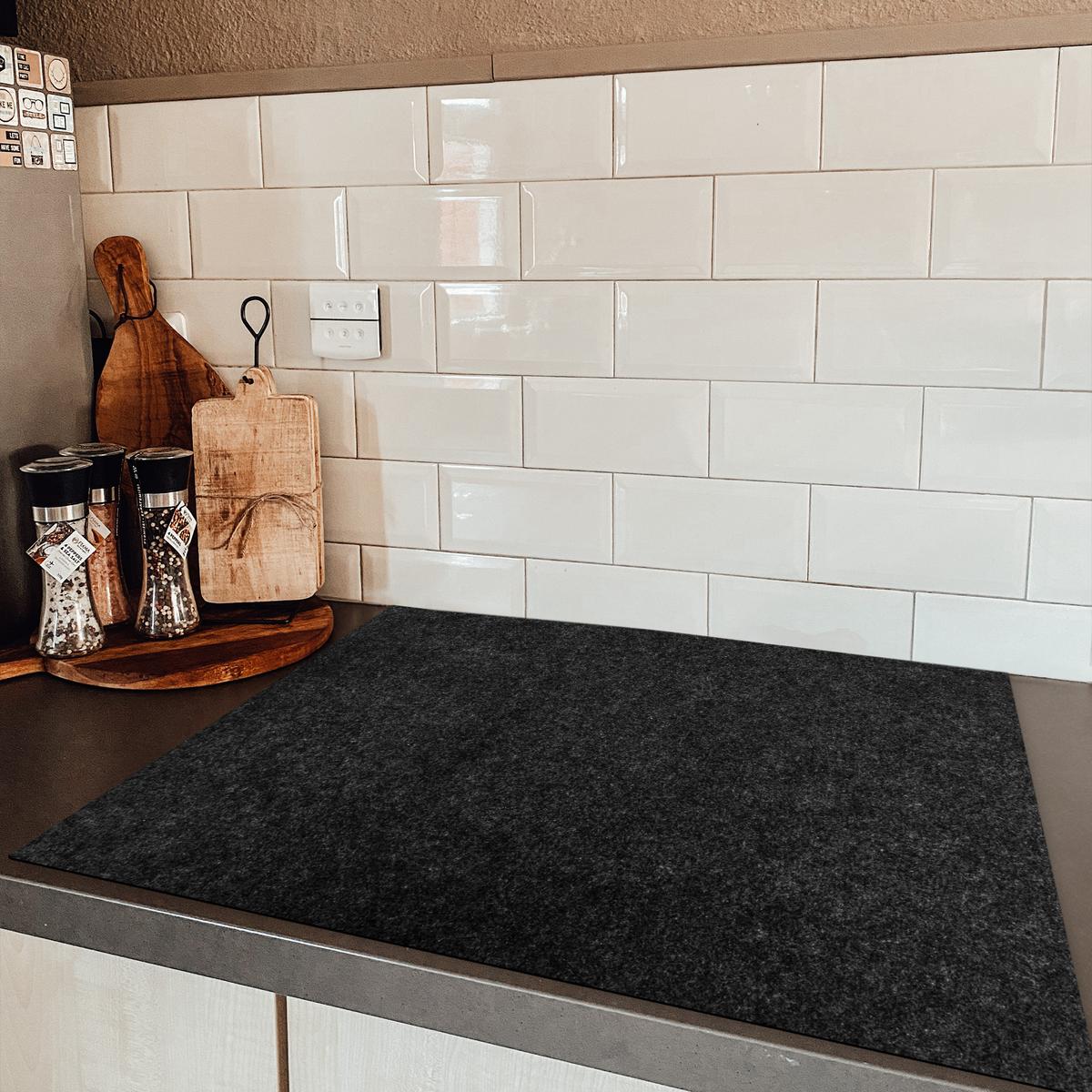 HERDABDECKPLATTE Granit - Schwarz - Granitstruktur - Dunkel Induktionsmatte 77x59 cm - Schwarz, Kunststoff (77/59/0.2cm) - MuchoWow