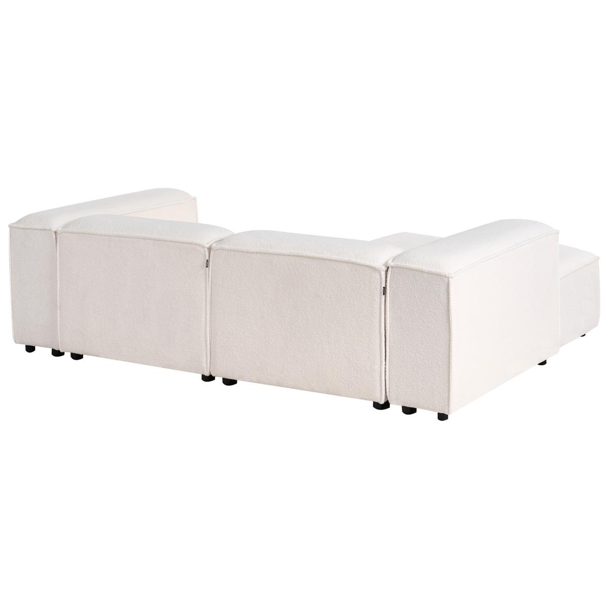 ECKSOFA Modul 2-Sitzer mit Ottomane Bouclé Cremeweiß rechtsseitig Ardal - Creme, Textil (240/180cm) - Beliani