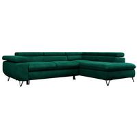 ECKSOFA PEDRO L Dunkelgrün Velvet - Rechts Seite - Dunkelgrün/Schwarz, Textil/Metall (273/208cm) - MKS