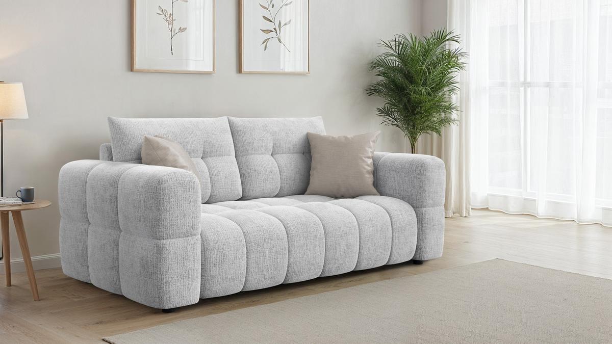 SOFA CLOUDI 2,5-Sitzer, hellgrau - Hellgrau/Schwarz, Holz/Textil (211/89/104cm) - Wozimo