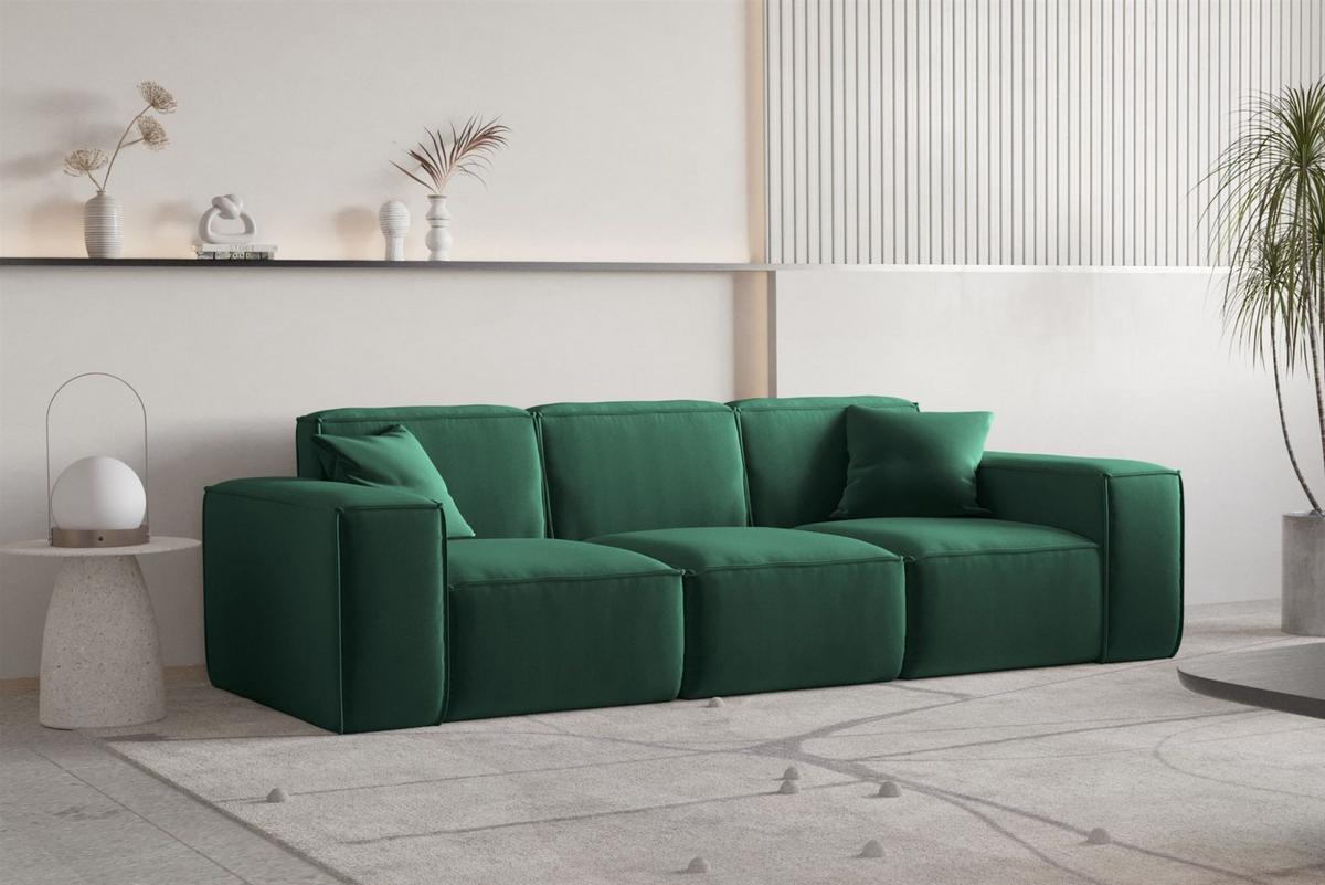 SOFA Celes Premium 3-sitzer Opera Velvet - Grün, Holzwerkstoff/Textil (225/73/88cm) - Fun Möbel