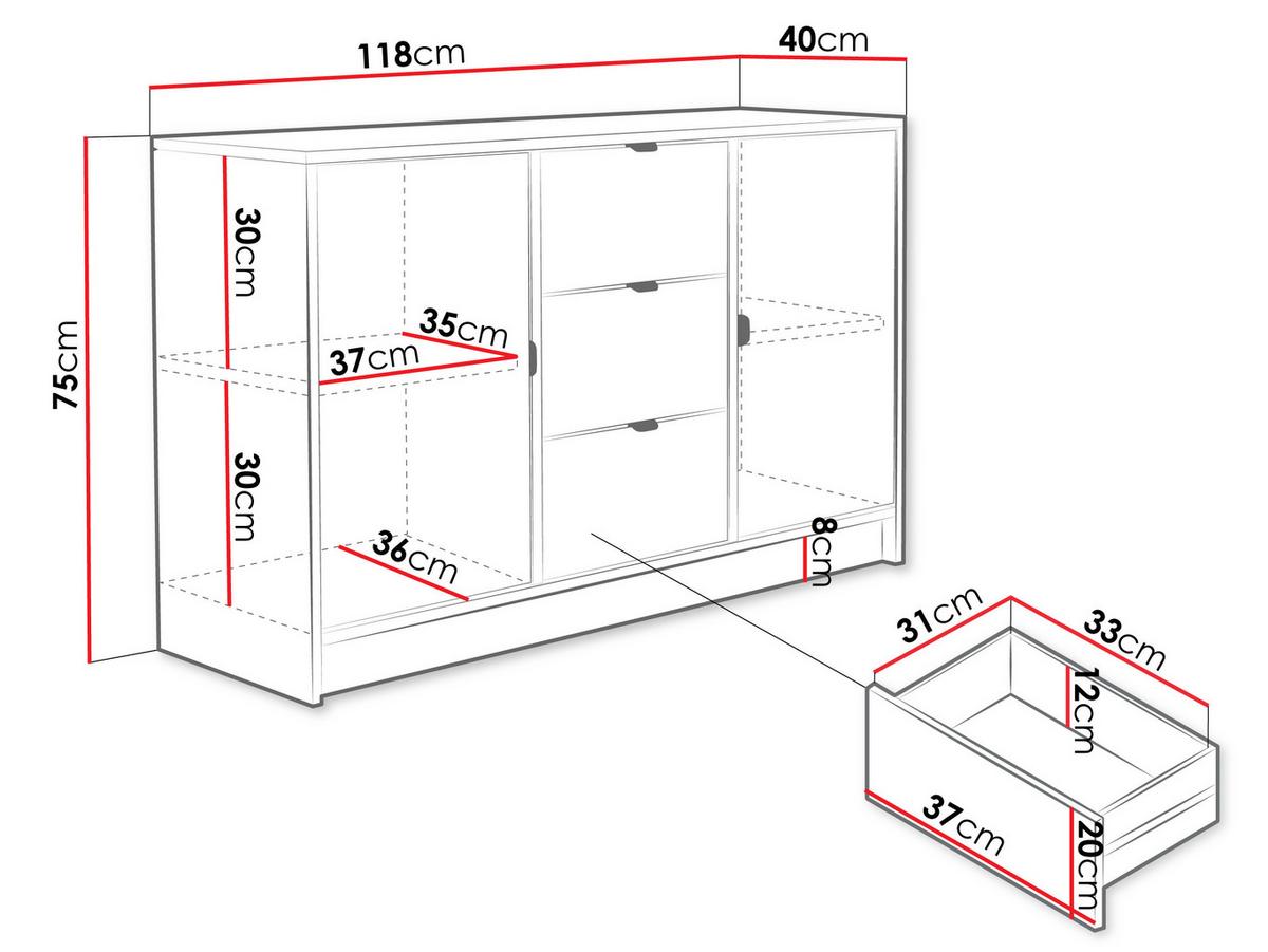 SIDEBOARD Tireno - Goldfarben/Schwarz, Holzwerkstoff/Metall (118/75/40cm) - MIRJAN24