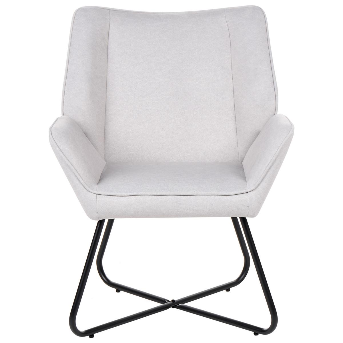 SESSEL Samtstoff Hellgrau Gressela - Hellgrau/Schwarz, Textil (67/87/67cm) - Beliani
