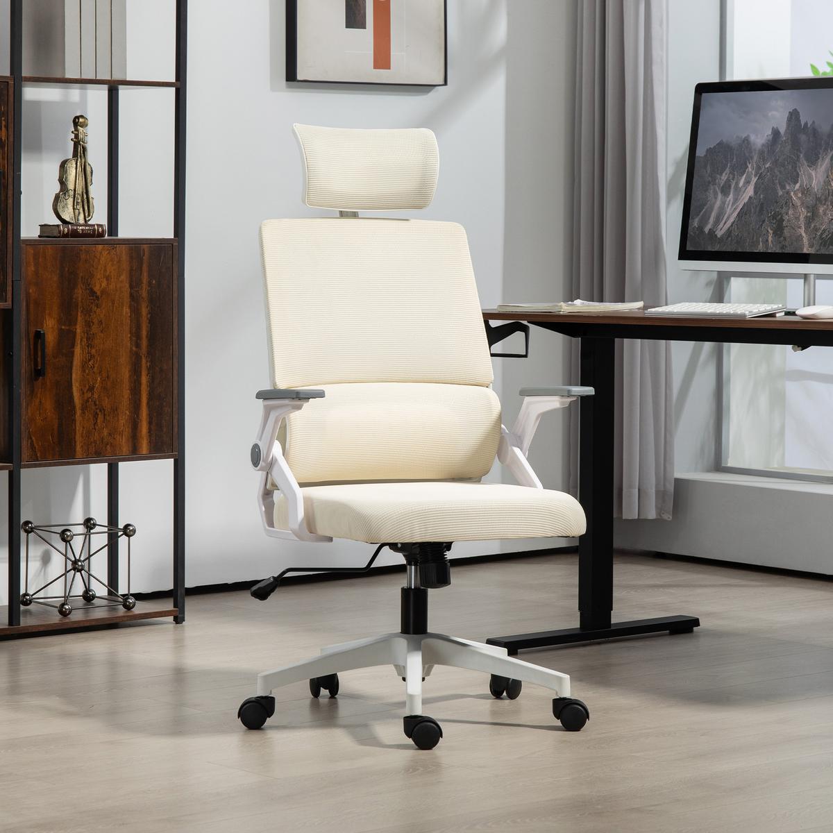 BÜROSTUHL Mesh Beige - Beige/Weiß, Kunststoff/Textil (61/121.5/60cm) - Vinsetto
