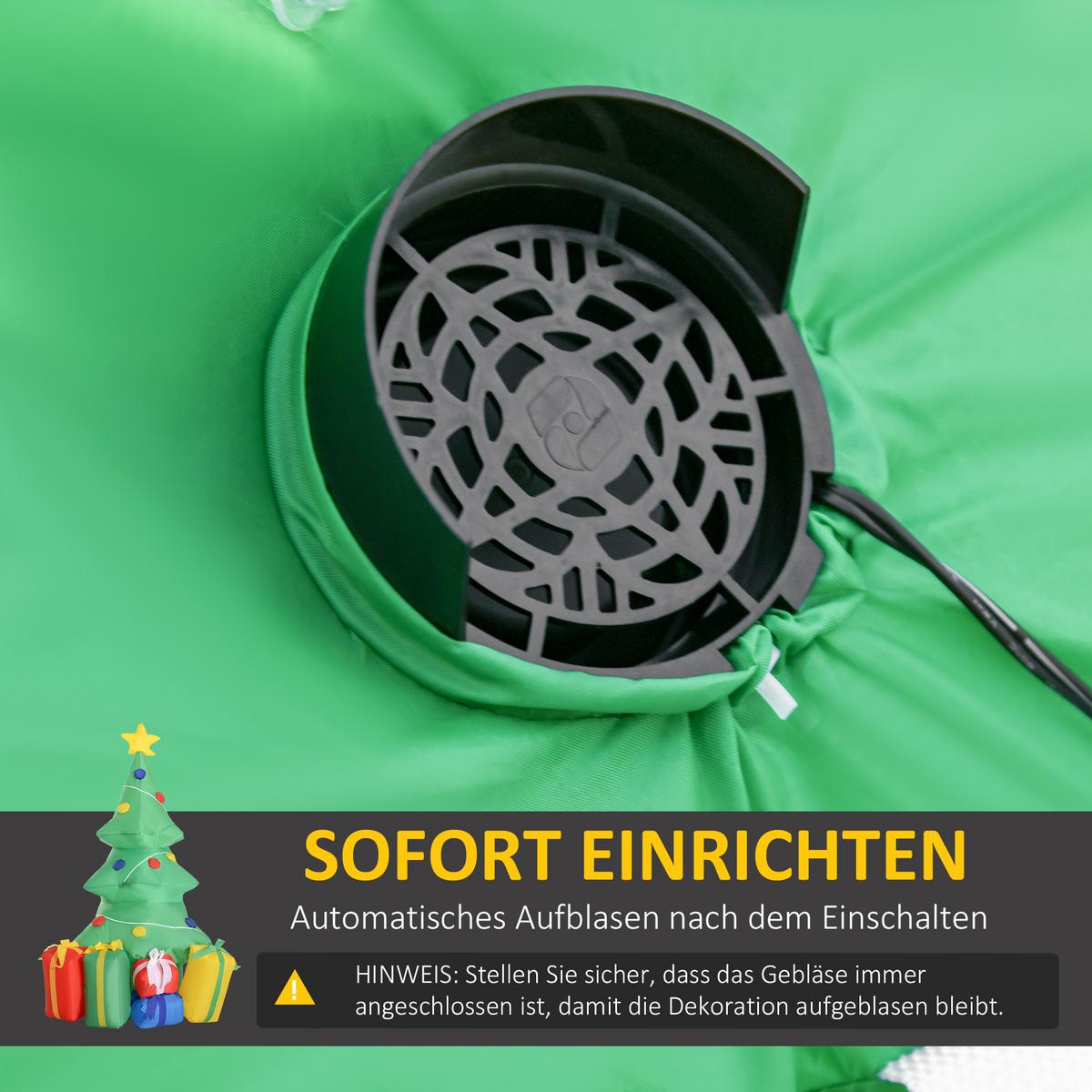 WEIHNACHTSDEKORATION aufblasbar mit LED-Licht, 150 cm Wasserdicht - Multicolor, Textil (65/150/75cm) - HOMCOM