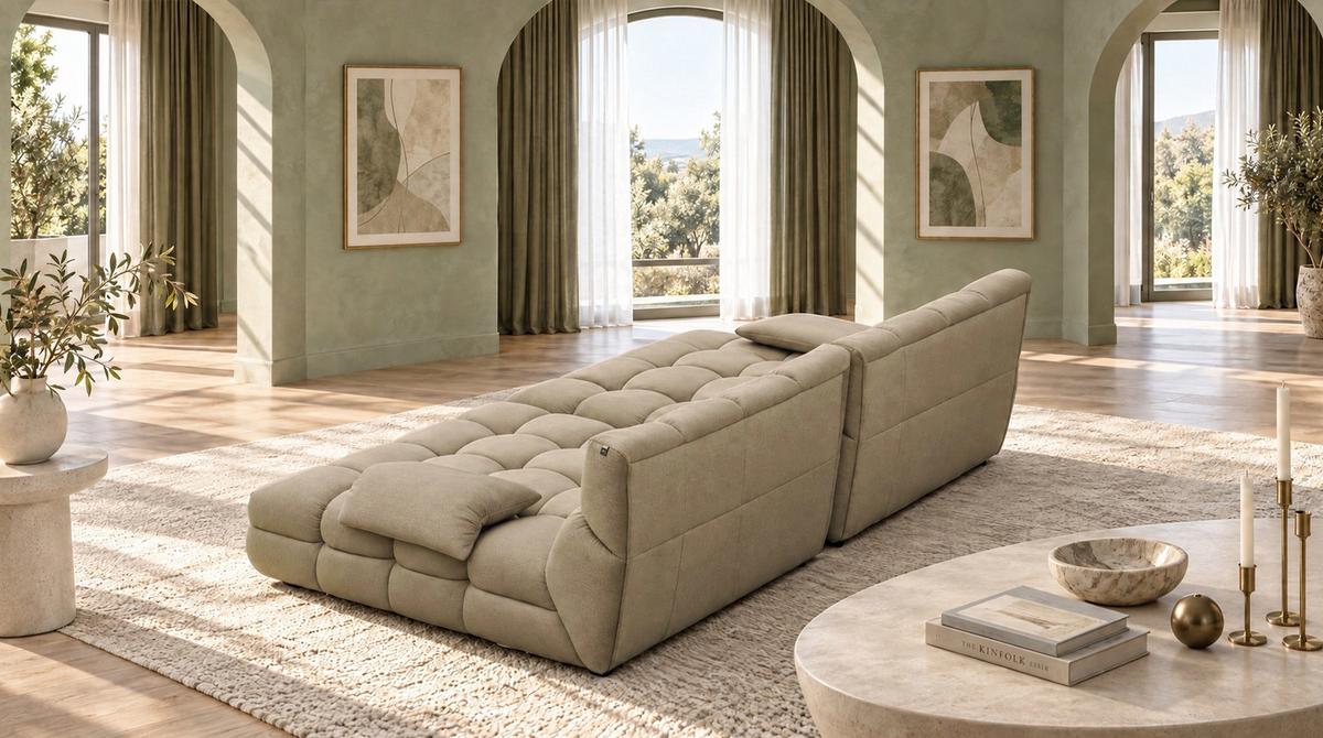 BIG SOFA AMIA Taupe Velvet - Taupe/Schwarz, Kunststoff/Textil (290/86/178cm) - KAWOLA