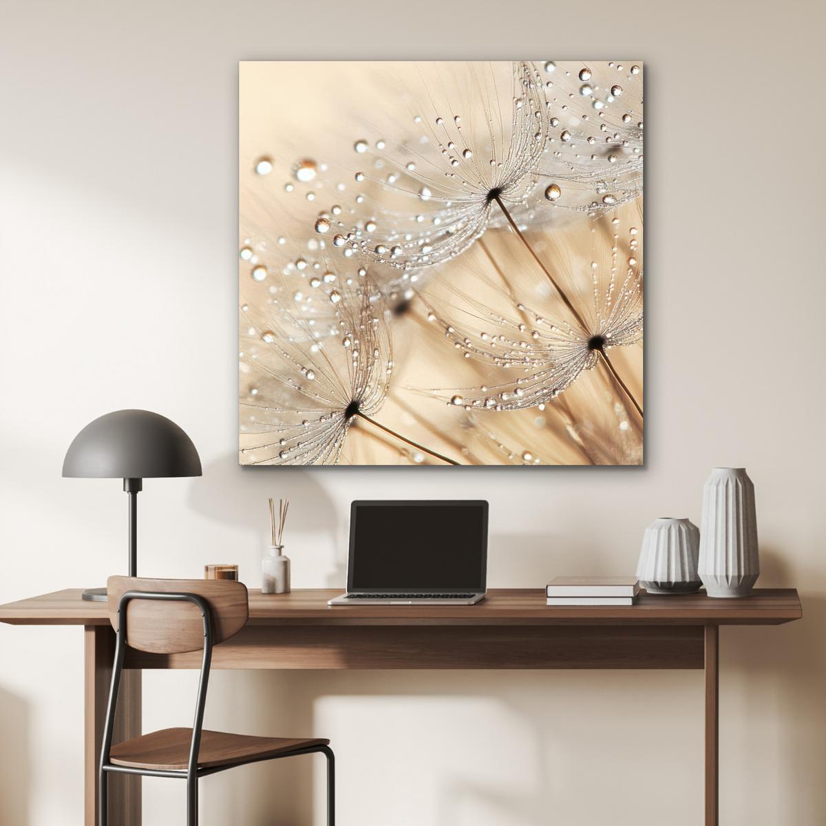 METALLBILD Löwenzahn - Abstrakt - Natur - Beige 90x90 cm - Braun, Metall (90/90cm) - MuchoWow