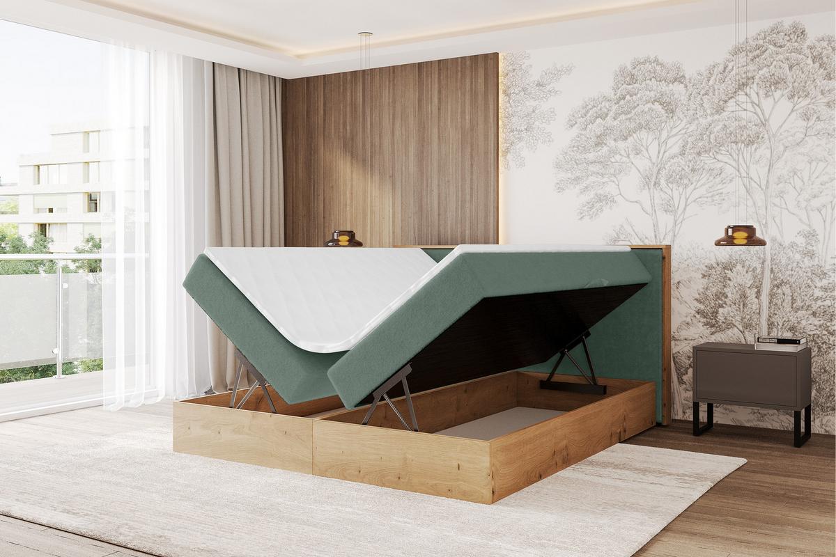 BOXBETT LOLLI9 - 120x200 - H4 Grün - Grün, Holzwerkstoff (120/200cm) - ALTDECOR