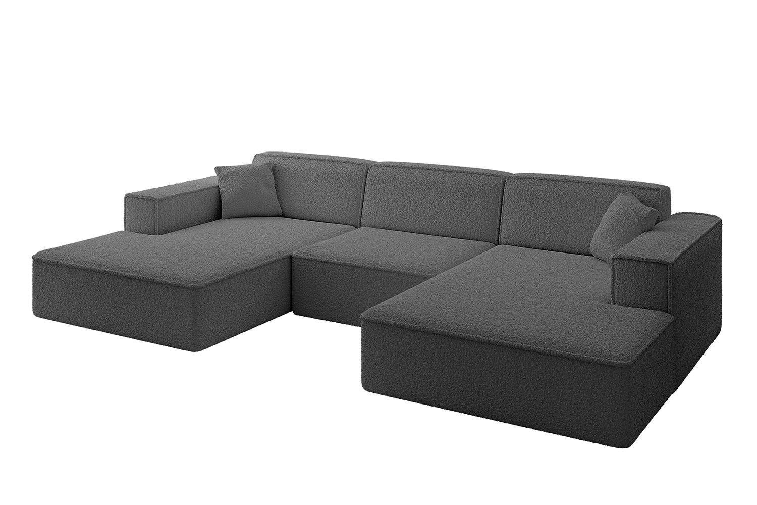 WOHNLANDSCHAFT IREA-U1-v4 - 301x165x77 cm Grau - Olivgrün, Holzwerkstoff/Textil (301/77/165cm) - ALTDECOR