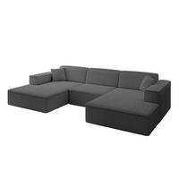 WOHNLANDSCHAFT IREA-U1-v4 - 301x165x77 cm Grau - Olivgrün, Holzwerkstoff/Textil (301/77/165cm) - ALTDECOR