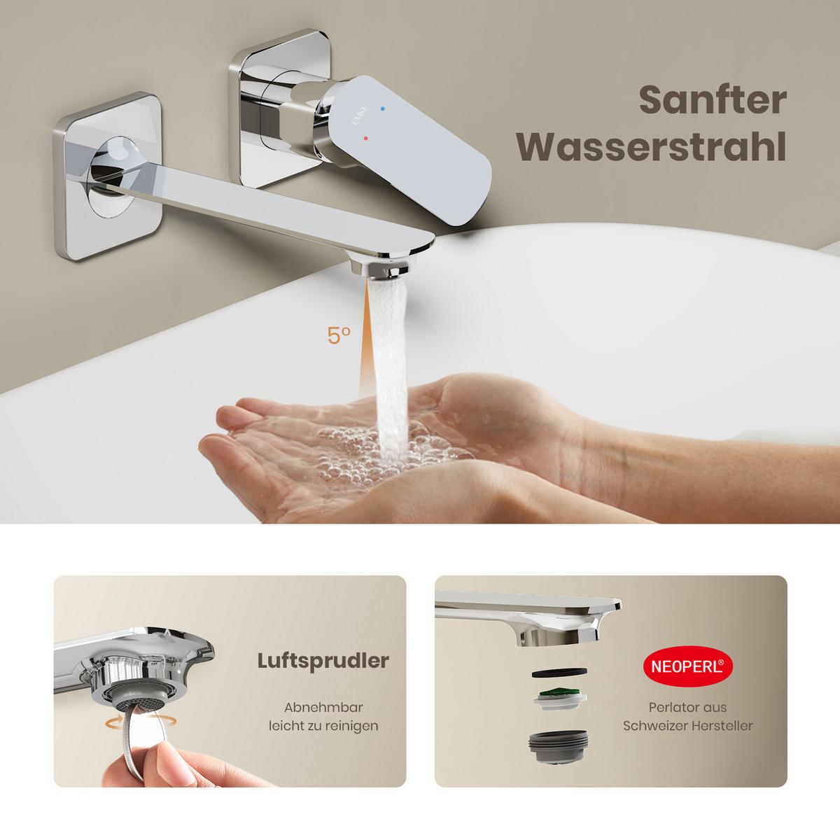 WASCHTISCHARMATUR Modular Ventilkernzertifizierung Messing Verchromt - Chromfarben, Metall (12.7/11/23.3cm) - EMKE