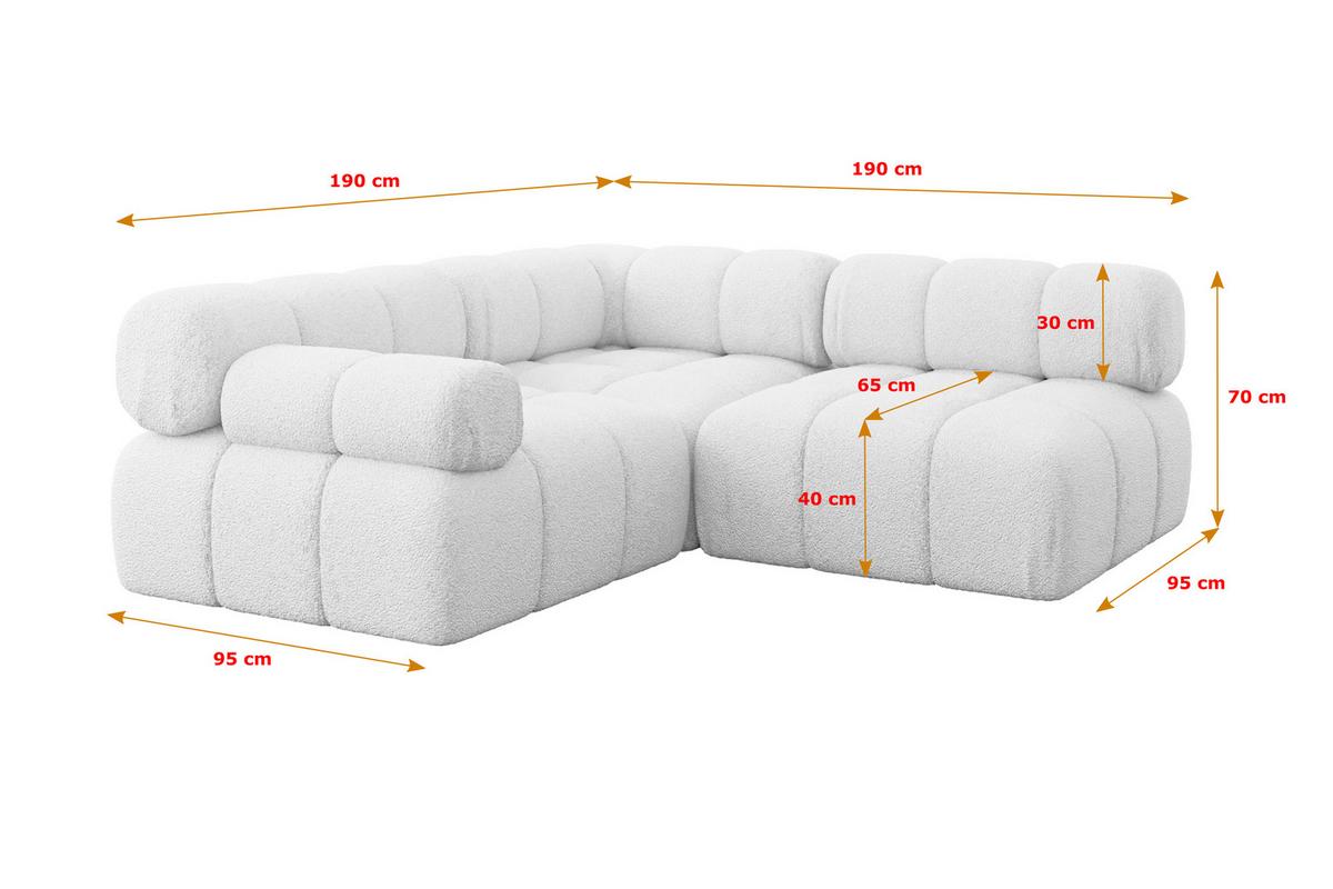 ECKSOFA modulares Sofa Mende-L1 - 190x190x70 cm Weiß Bouclé - Weiß, Holzwerkstoff/Textil (190/190cm) - ALTDECOR