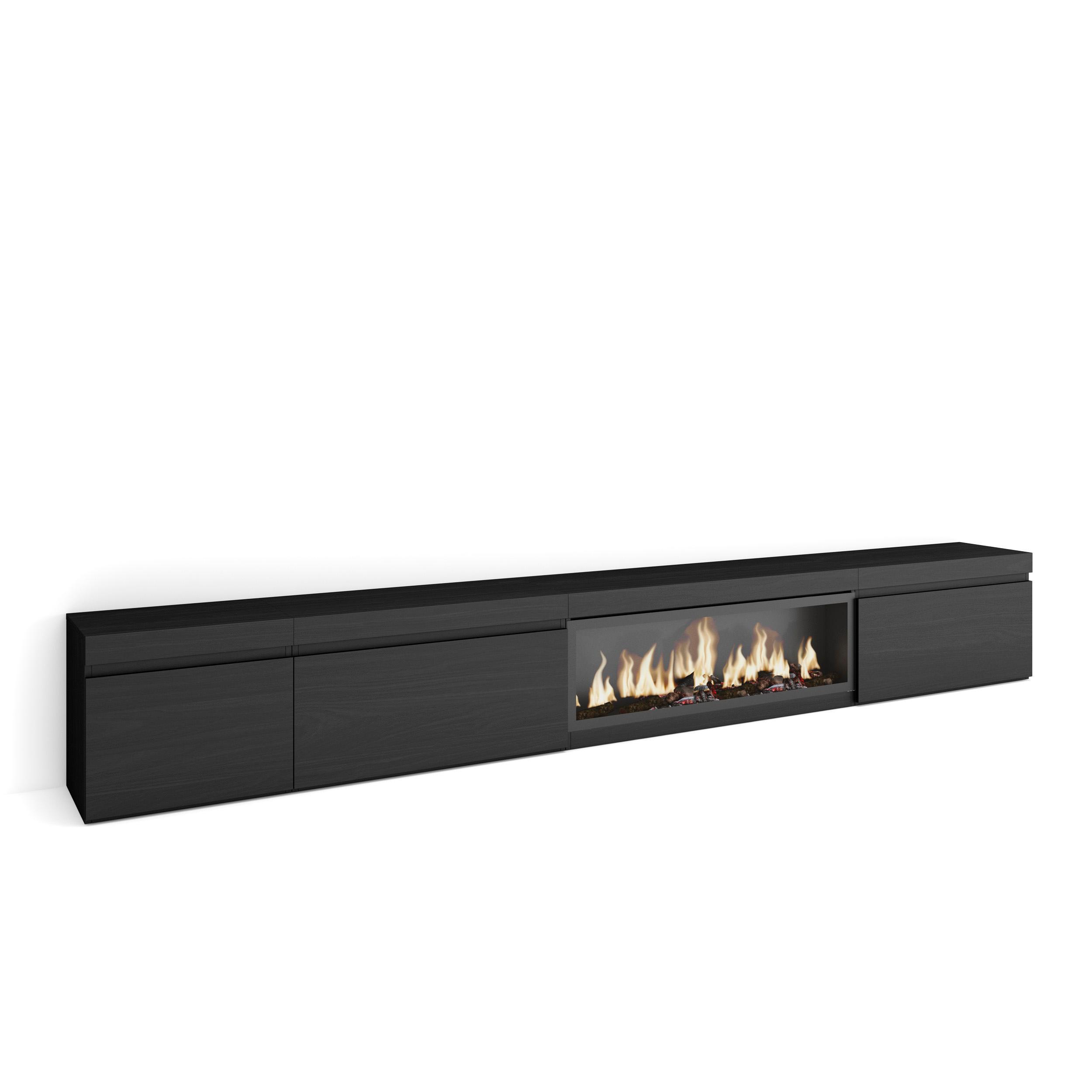 LOWBOARD Elektrokamin XXL, Schwarz, 317/35/45cm - Schwarz, Holzwerkstoff (317/45/35cm) - Skraut Home