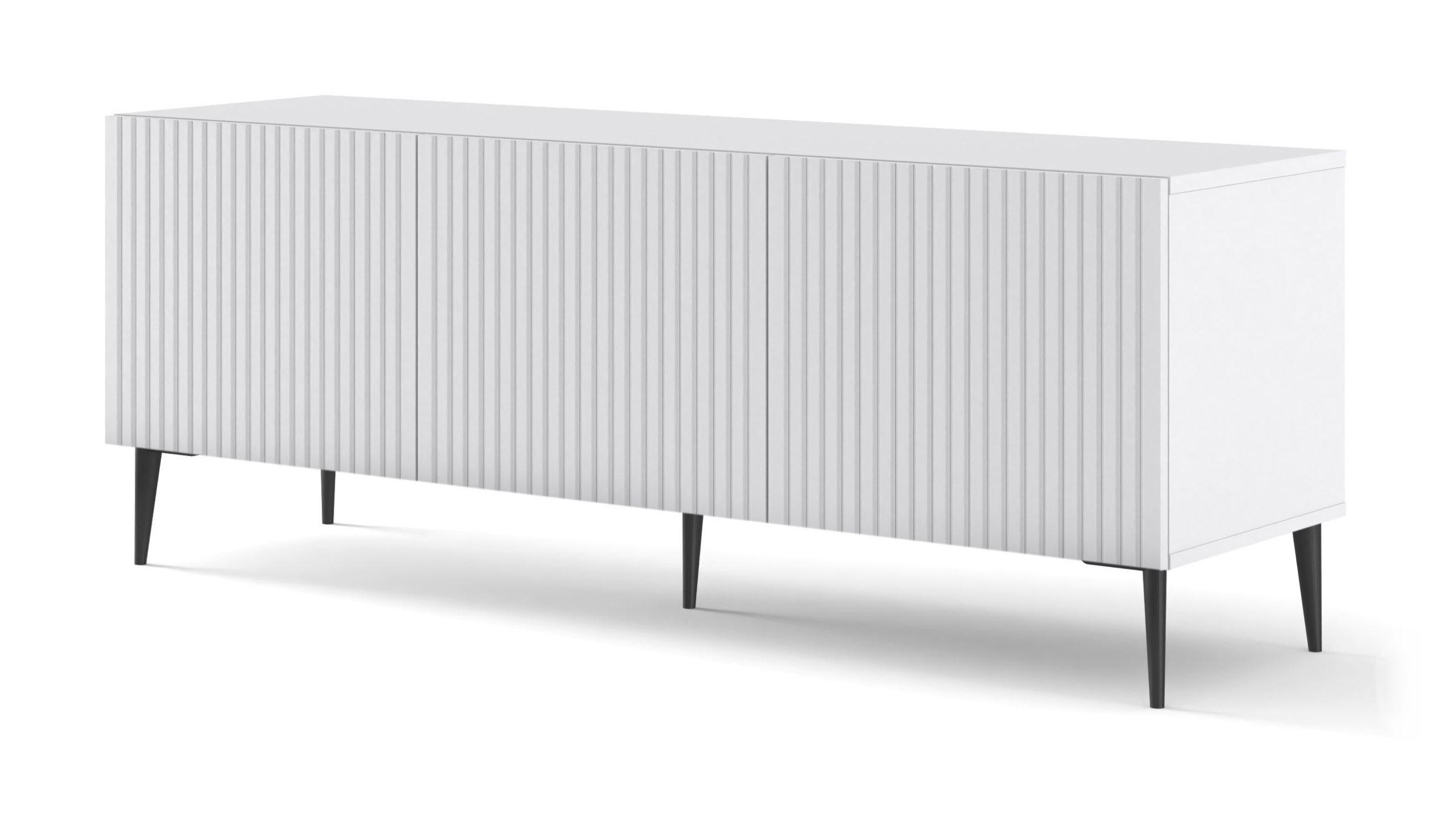 TV LOWBOARD Weiß, Weiß, Schwarz 150/56/42 - Schwarz/Weiß, Holzwerkstoff (150/56/42cm) - RAUMHIRSCH FURNITURE