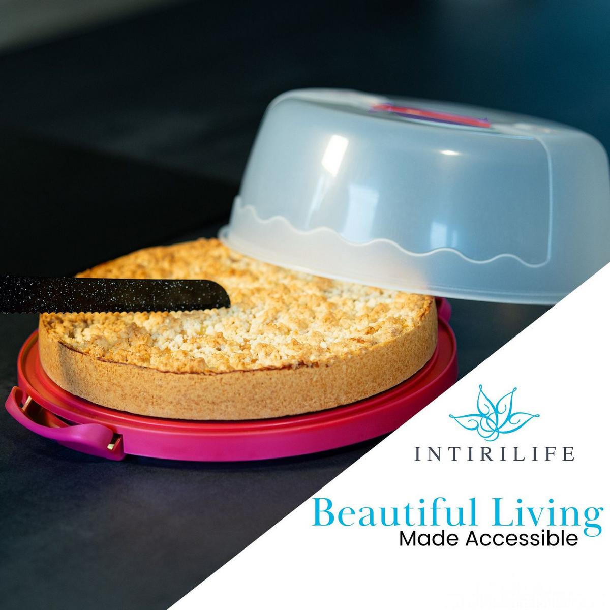 KUCHENTRANSPORTBOX Kuchenbehälter 29.8/28.8/13.2 cm - Pink, Kunststoff (28.8/13.2/29.8cm) - Intirilife