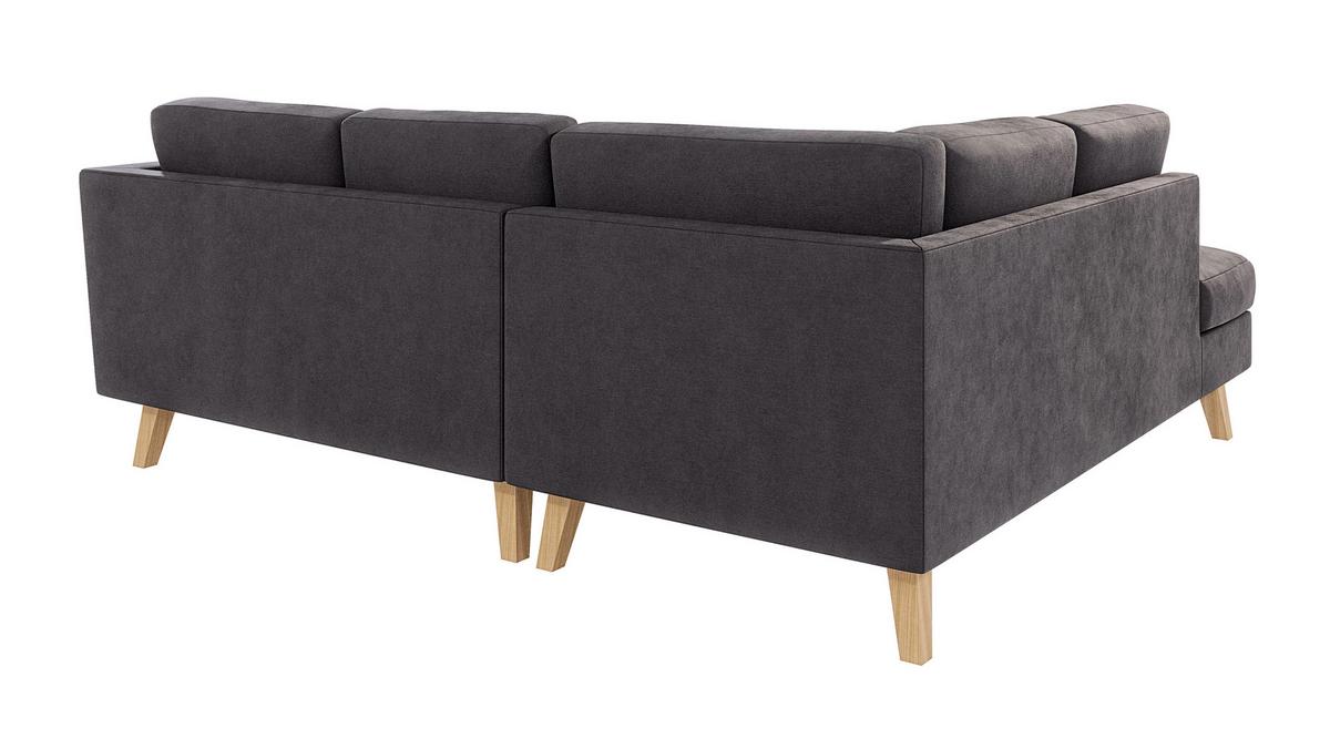 ECKSOFA Mario Graphit Microfaser - Graphitfarben/Naturfarben, Buchenholz/Textil (221/186cm) - S-Style Möbel